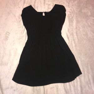 black scrunch-waist dress